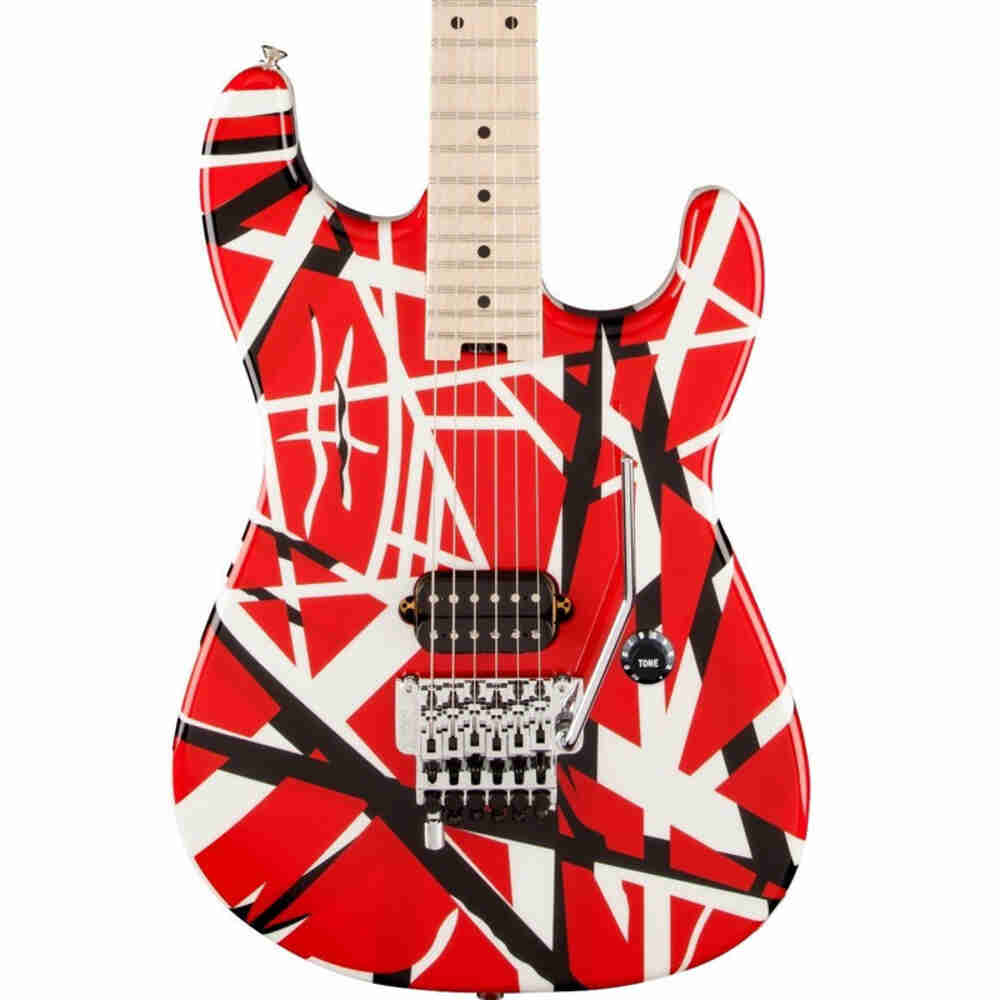 EVH Striped Series Electric Guitar - Red with Black and White Stripes (5107902503) - Image 2