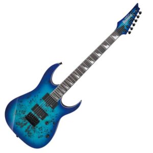 Ibanez GRGR221PA Gio Series Electric Guitar with Poplar Burl Art Grain Top, in Aqua Burst Finish