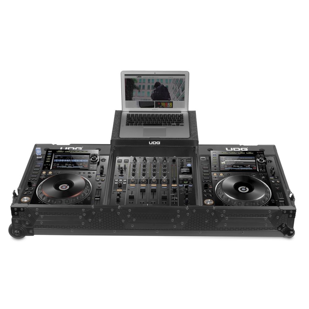 UDG Ultimate Flight Case Pioneer CDJ-2000/ 900NXS2 Black MK2 Plus (Laptop Shelf + Wheels) - U91026BL2