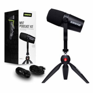 SHURE MV7-K-BNDL XLR/USB SPEECH MICROPHONE, BLACK + STAND