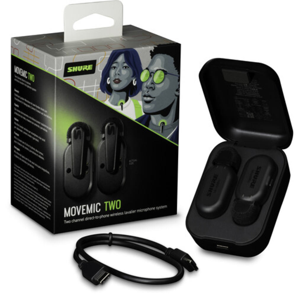 Shure MV-TWO-26 Wireless Lapel Two wireless Lavs to Phone with Charge case - Image 3