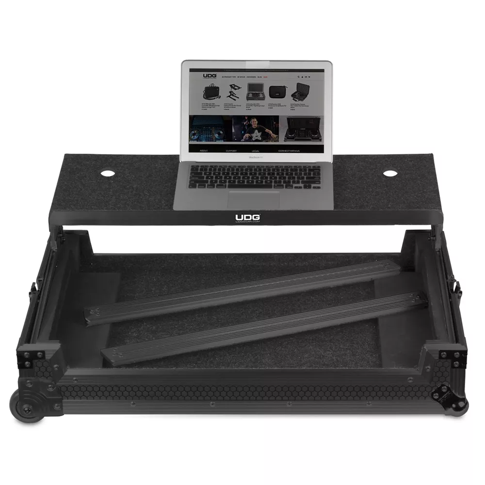 UDG Ultimate Flight Case Multi Format XXL Black Plus Laptop Shelf, Trolley & Wheels - U91054BL