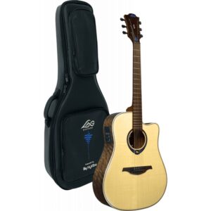 Lag Guitars THV20DCE Dreadnought Cutaway Smart Acoustic Guitar with HyVibe System Includes Lag Carrying Case