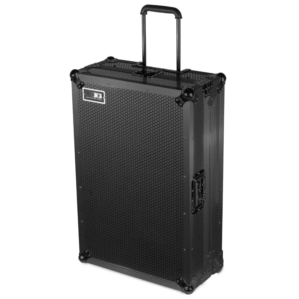 UDG Ultimate Flight Case Multi Format XXL Black Plus Laptop Shelf, Trolley & Wheels - U91054BL - Image 2