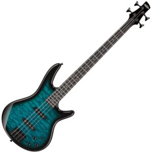 Ibanez GSR280QA-TMS Gio Series 4-String Electric Bass Guitar Quilted Maple Art Grain Top In Transparent Marine Sunburst Finish