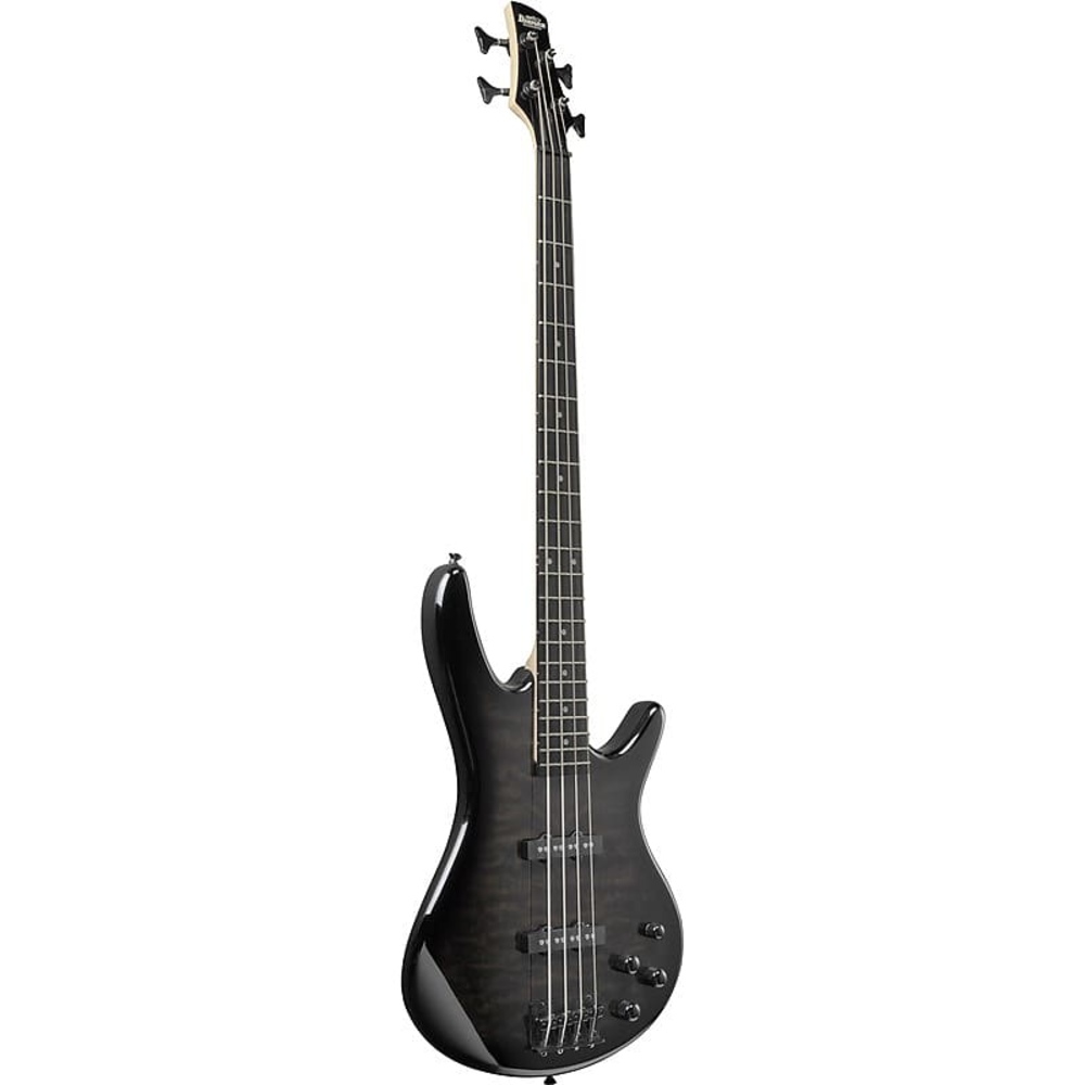 Ibanez GSR280QA-TKS Gio Series 4-String Electric Bass Guitar Quilted Maple Art Grain Top In Transparent Black Sunburst Finish