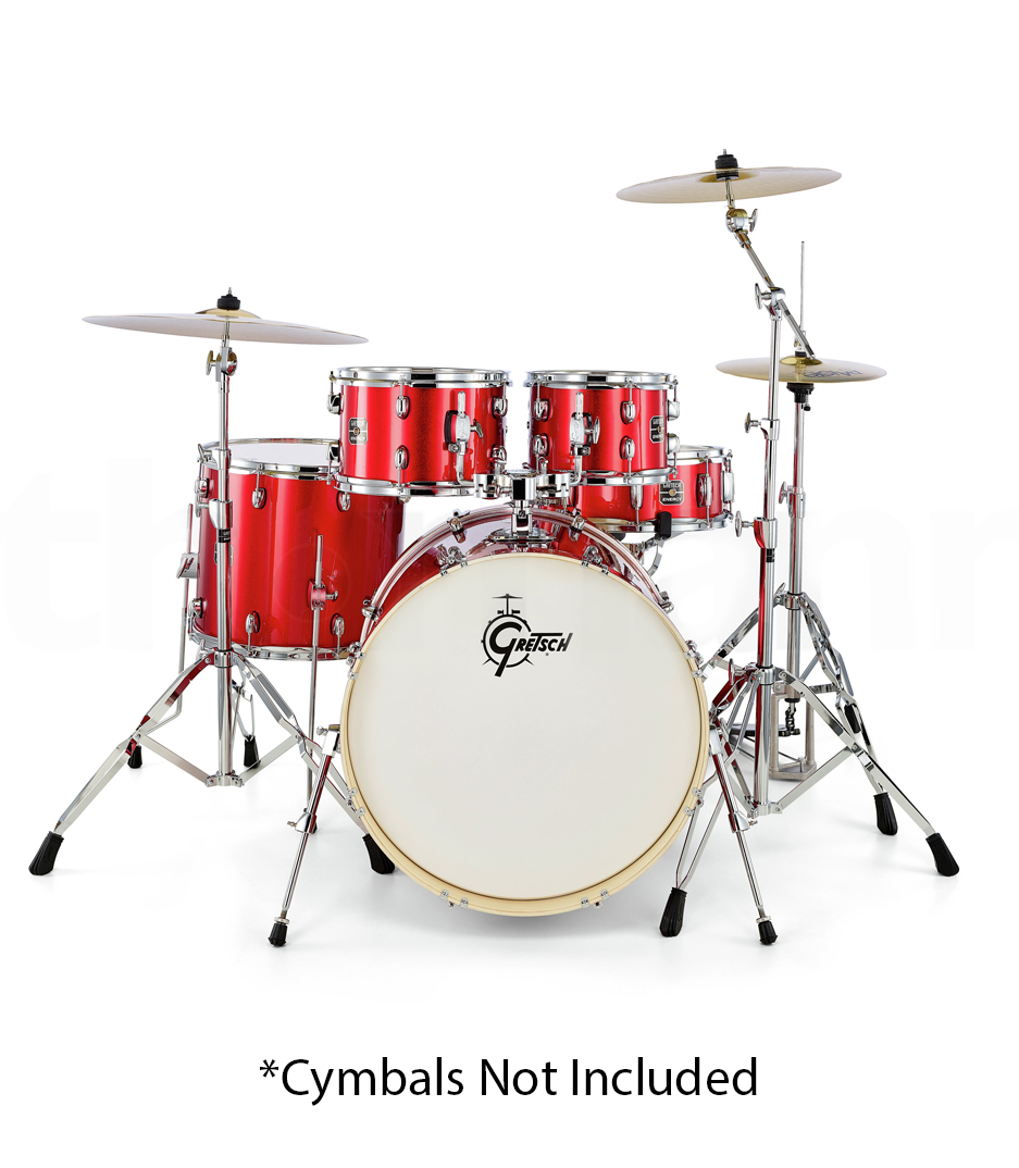 Gretsch GE4E825R Energy 5Pc Kit 7"x 10", 8" x 12", 14" x 16", 18" x 22", 5.5" x 14" Red Finish with Hardware Pack & NO Cymbals