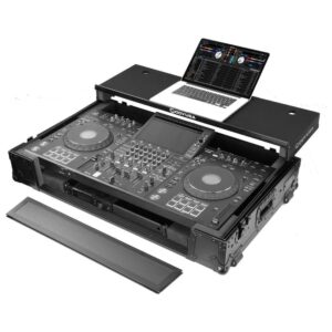 AlphaTheta XDJ-AZ Dual 1U Rack Space Black Label Flight Case with Glide Style Laptop Platform and Wheels - FZGSATXDJAZWBL